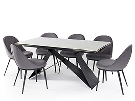 POSITANO DINING TABLE SET WITH SALERNO LIGHT GREY CHAIRS CLOSED